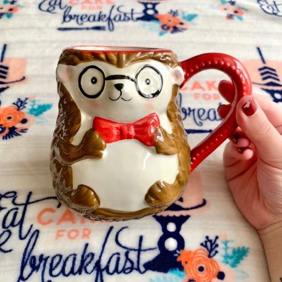 🦔 Adorable Nerdy Hedgehog Ceramic Mug 🦔 - Picture 1 of 5